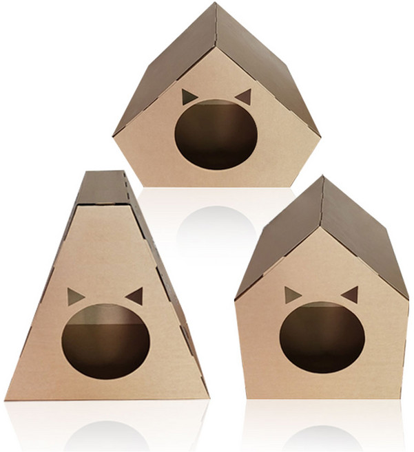 네이처펫 숨숨집 종이로 만든 고양이 하우스 3종 세트, 혼합색상, 1세트