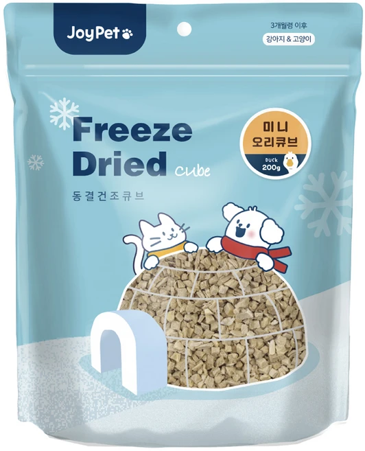 조이펫 반려동물 동결건조 미니 큐브 간식, 오리, 200g, 1개 - 쿠팡