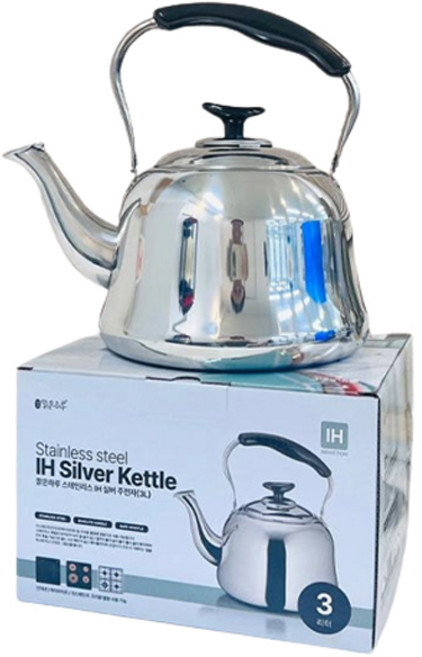 지앤디맑은하루 스텐 IH 인덕션 실버 주전자, 3L, 혼합색상, 1개
