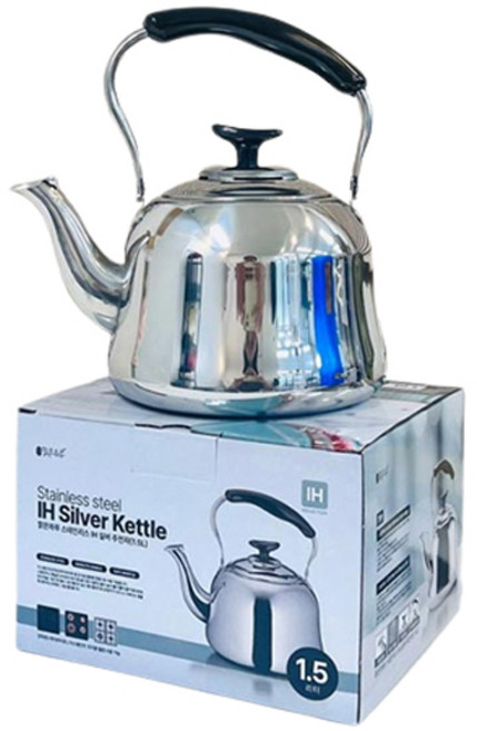 지앤디맑은하루 스텐 IH 인덕션 실버 주전자, 1.5L, 혼합색상, 1개