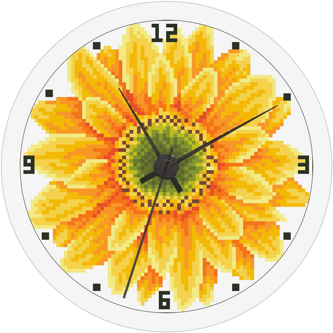 디클레어 3D 보석십자수 벽시계 만들기 DIY 세트 23.5cm, 04 해바라기, 1세트