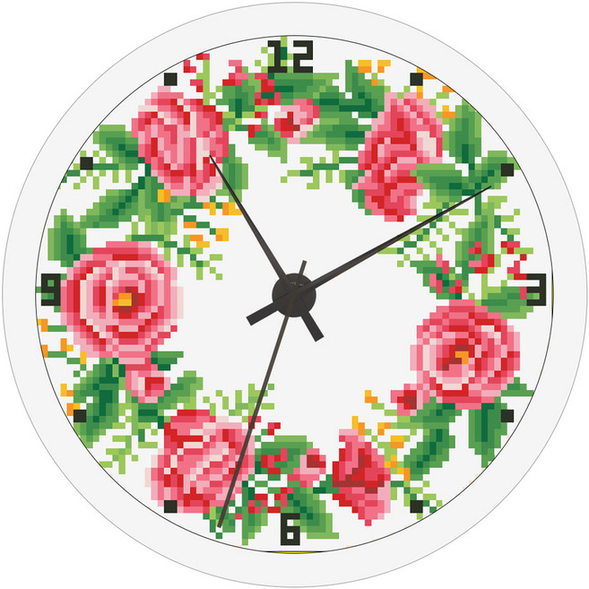 디클레어 3D 보석십자수 벽시계 만들기 DIY 세트 23.5cm, 02 로즈리스, 1세트