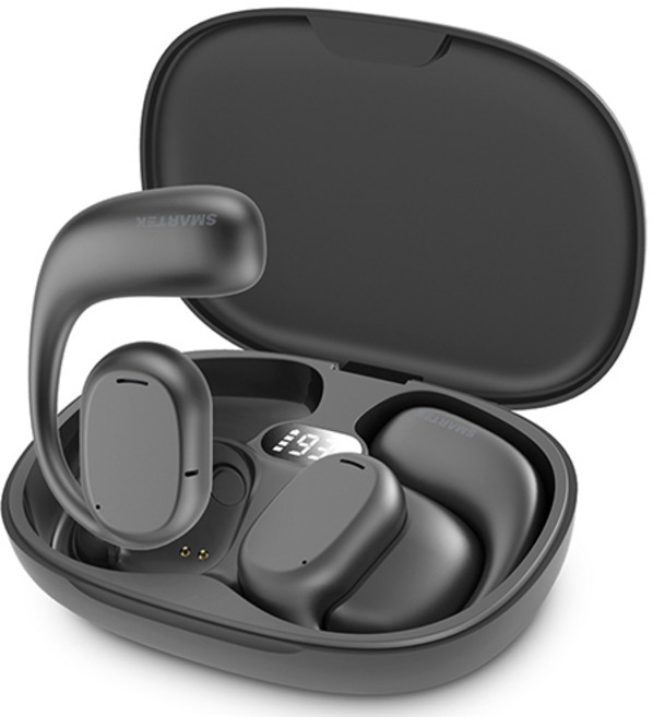 스마텍 블루투스 5.3 오픈형 스포츠 이어셋, STBT-BCE02, 블랙