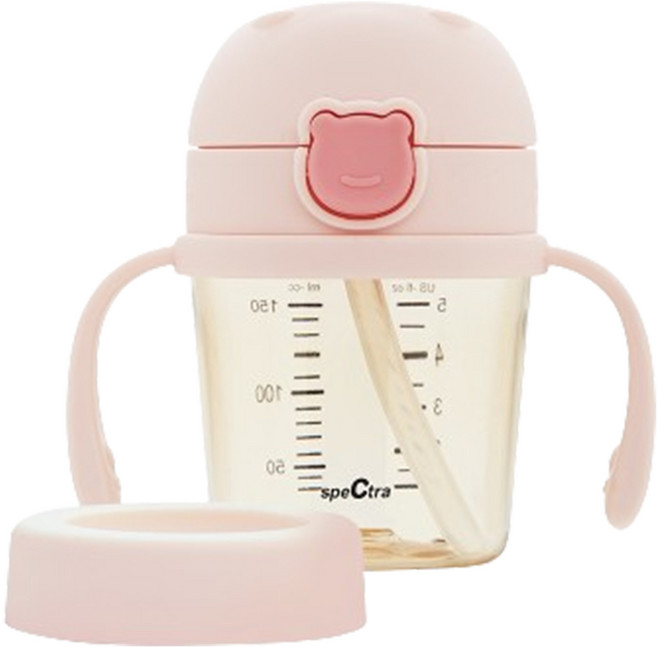 스펙트라 유아용 원터치 베베곰 빨대컵, 파우더핑크, 1개, 150ml