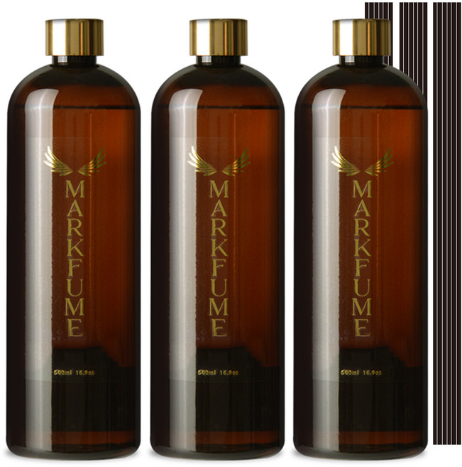 마크퓸 골드에디션 디퓨저 리필액 500ml x 3p + 리드스틱 18p 세트, 양재동꽃시장, 1세트