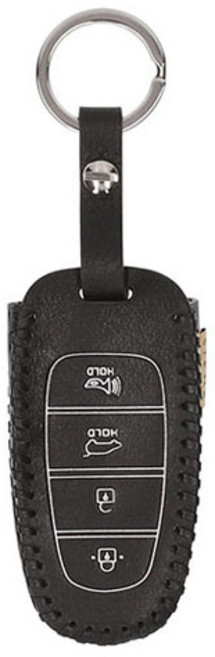 오시에나 자동차 스마트 가죽 차키케이스 뉴럭셔리, 현대H타입 (4버튼), 블랙