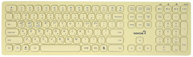 로이체 풀배열 팬터그래프 슬림형 충전식 멀티페어링 무선 일반형 키보드, 레몬옐로우, RK-4400