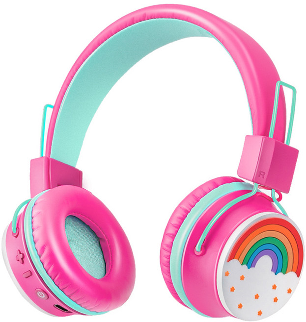 코시 아동용 청력보호 교육용 무지개 블루투스 헤드셋, 핑크, HS4100BT