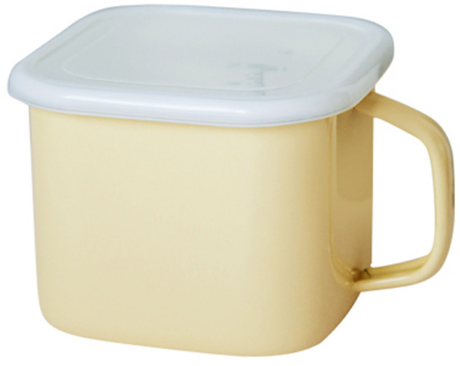 라임올리브 인덕션 손잡이 계량눈금형 법랑 용기 2.2L, 가로 19.5cm x 높이 12cm, 1개