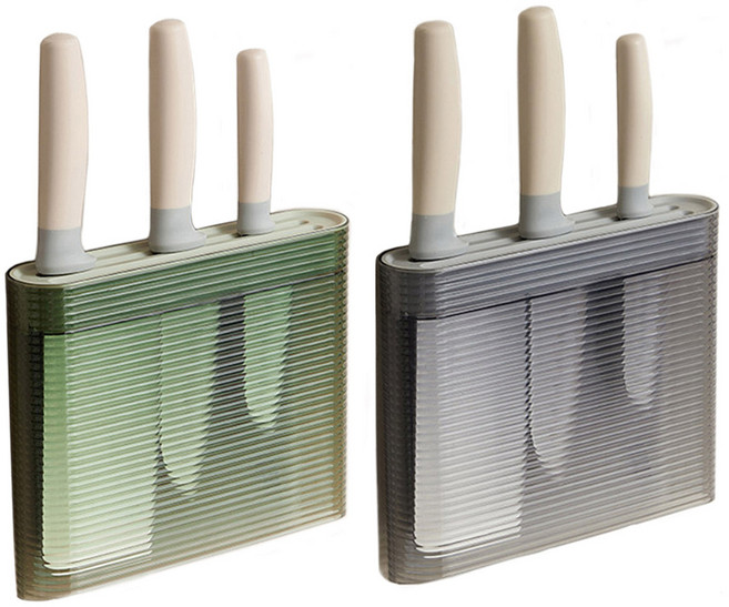 모나코올리브 무타공 반투명 안전 칼꽂이 2종 세트, 그레이, 그린, 1세트