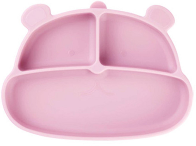 마미스테이블 먹자곰 흡착 푸드그레이드 실리콘 유아식판, 베이비핑크, 1개, 단품