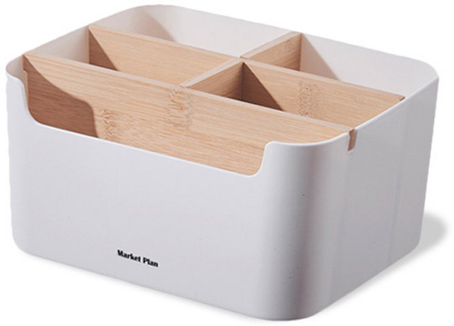 마켓플랜 칸막이 수납 정리함 5칸, 우드앤화이트, 1개