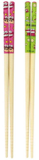 짱구 대나무 젓가락 2종 세트, 초록 + 핑크, 단품, 1개