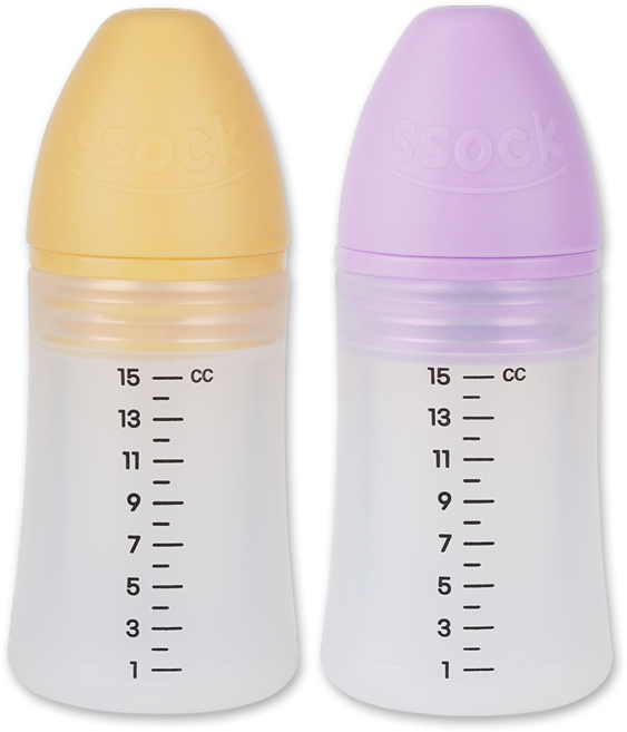 지엠팜 쏘옥 실리콘 투약병 퍼플 + 옐로우, 1세트