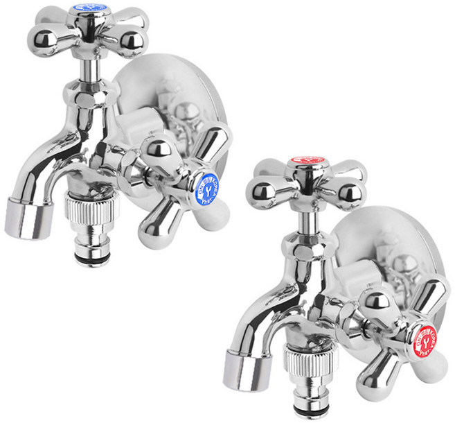 물튀김방지 황동 두갈래 수도꼭지, 1세트