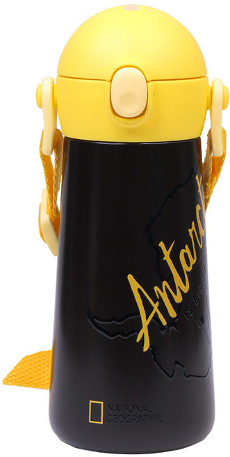 릴팡 더보틀 원터치 어깨끈 이중 스텐 물통, 내셔널지오그래픽, 1개, 460ml