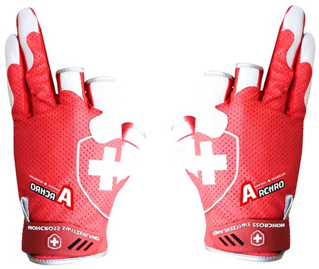 몽크로스 마이크로 쿨 스킨헤드 낚시장갑 양손 세트 GQC-301QRW, 레드 + 화이트, 1세트
