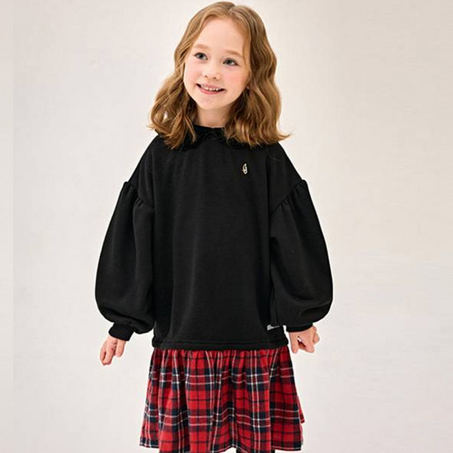 JELISPOON 女童款公主格紋刷毛洋裝