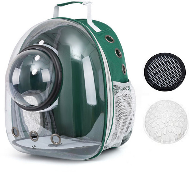 딩동펫 반려동물 우주 캡슐 투명 백팩 이동가방, 그린, 1개