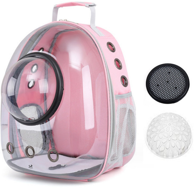 딩동펫 반려동물 우주 캡슐 투명 백팩, 핑크, 1개