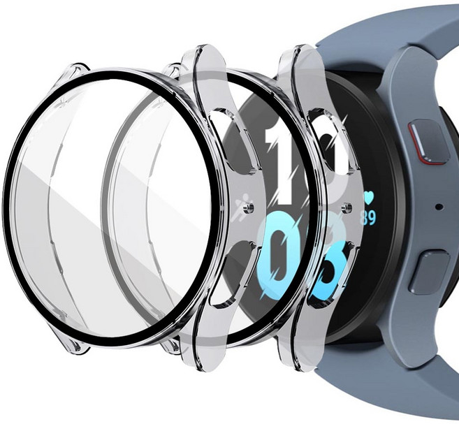 루아르모 갤럭시워치 액정보호 강화유리 풀커버 케이스 2p, 투명, 투명