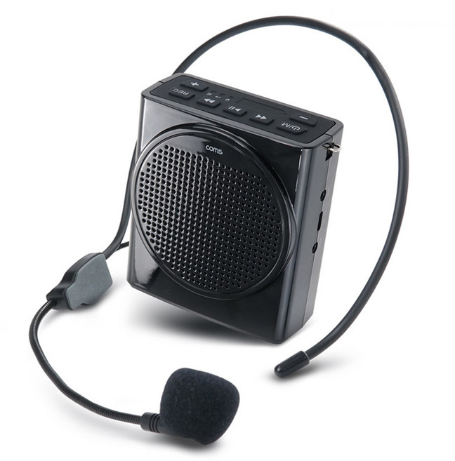 컴스 휴대용 고출력 미니 마이크 앰프 블루투스 5.3 C타입 충전 스피커 18W, SY534, 블랙, 1개