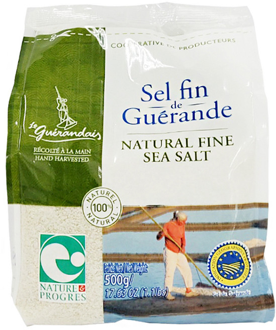 르게랑데 토판 천일염 가는 소금 폴리백, 500g, 1개