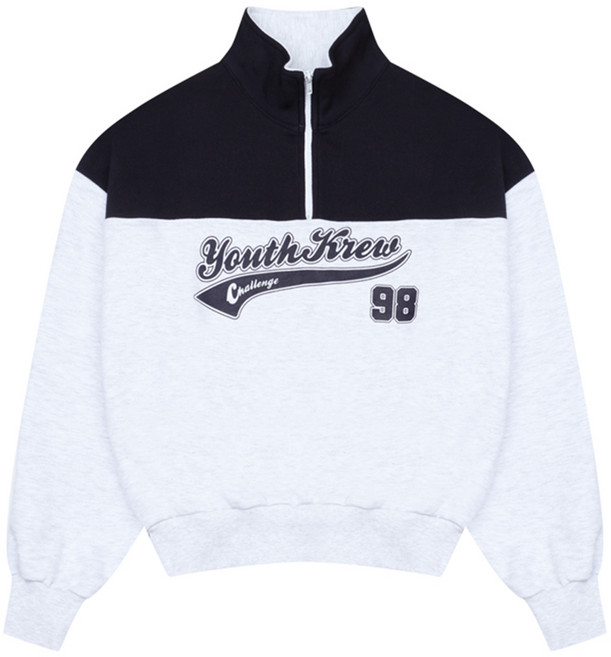 YOUTHKREW 撞色半拉鍊
