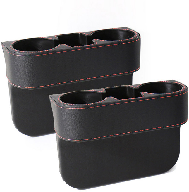 벤오토 차량용 틈새가죽 컵홀더, 2개, 블랙