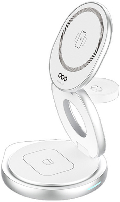 굿밸류 파워싱크 3in1 맥세이프 무선 충전기, 실버, 1개