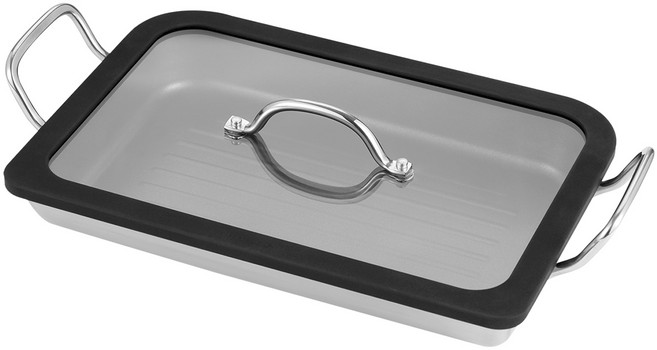 에델코첸 인덕션 통3중 클래시 생선구이 그릴팬 + 뚜껑 세트, 29cm, 1세트