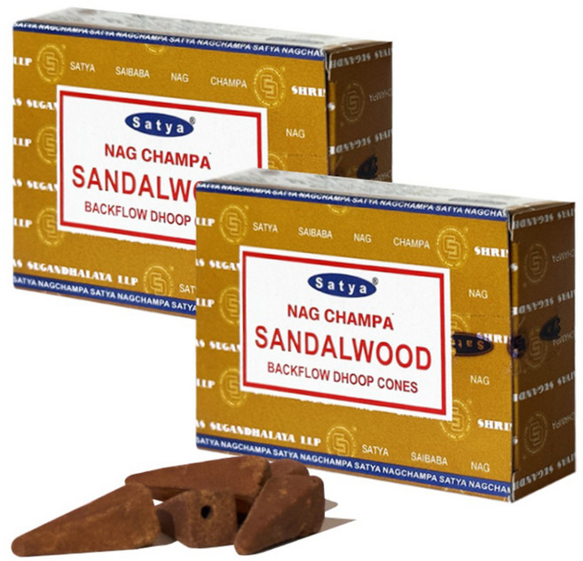 나그참파코리아 백플로우 인센스 콘 2p, 산달우드