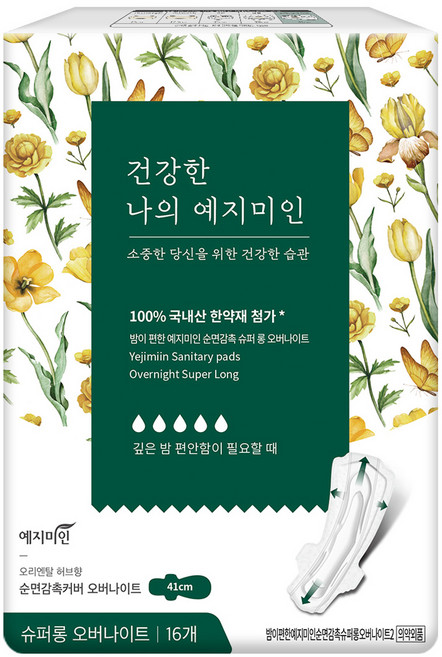 예지미인 건강한 나의 예지미인 슈퍼롱 오버나이트, 16매입, 1개