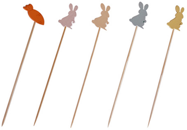 큐트미 대나무 토끼 당근 도시락픽 5종 세트, 100개, 1세트