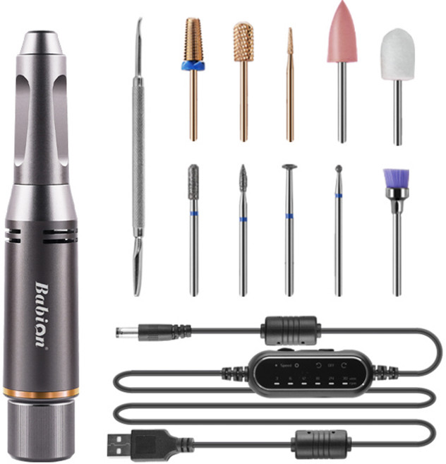 바비온 프리미엄 풀패키지 유선 셀프 네일 드릴 + 10종 비트 세트 ND-V7, 1세트, 니켈코퍼