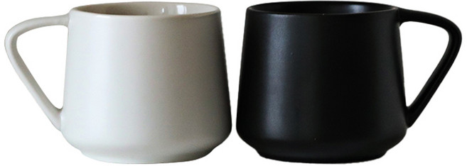 애스크제이 트라이앵글 매트 도자기 머그컵 420ml x 2종 세트, 블랙, 화이트, 1세트
