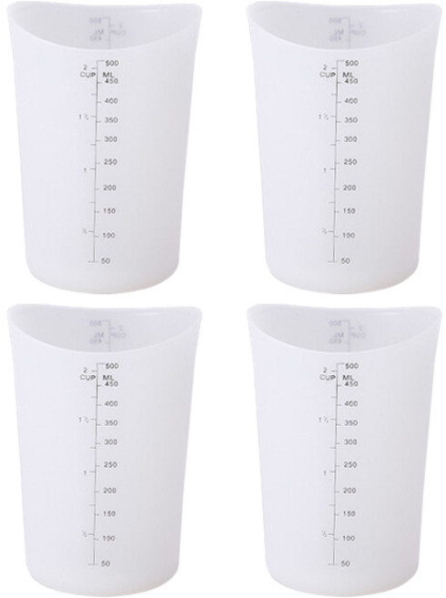 네오플램 실리콘 눈금 계량컵, 화이트, 500ml, 4개