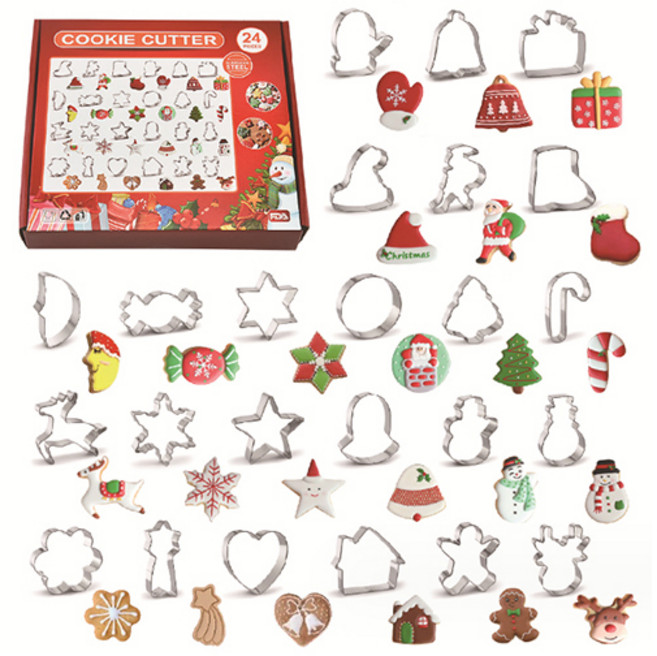 큐트미 아기자기 스텐 크리스마스 쿠키커터 24종 세트 MP380, 혼합색상, 1세트