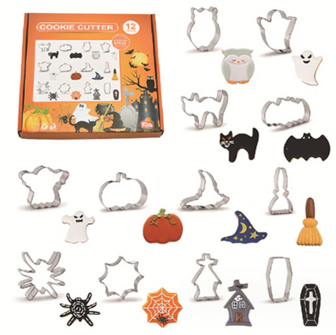 큐트미 아기자기 스텐 쿠키커터 12종 세트 MP382, 혼합색상, 1세트