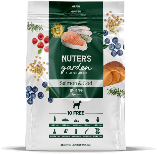 누터스가든 강아지 기능성 사료, 눈물개선/눈건강+장건강, 2kg, 1개