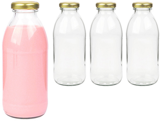 경성리빙테크 원형 음료 유리병, 400ml, 4개