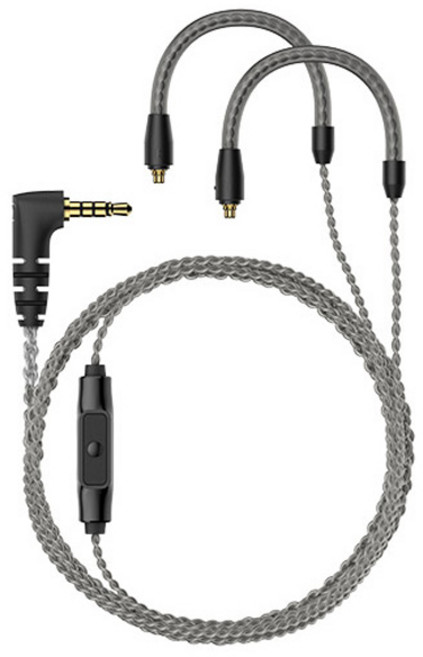 젠하이저 MMCX 마이크로폰 케이블 3.5mm IE시리즈 호환, 실버블랙