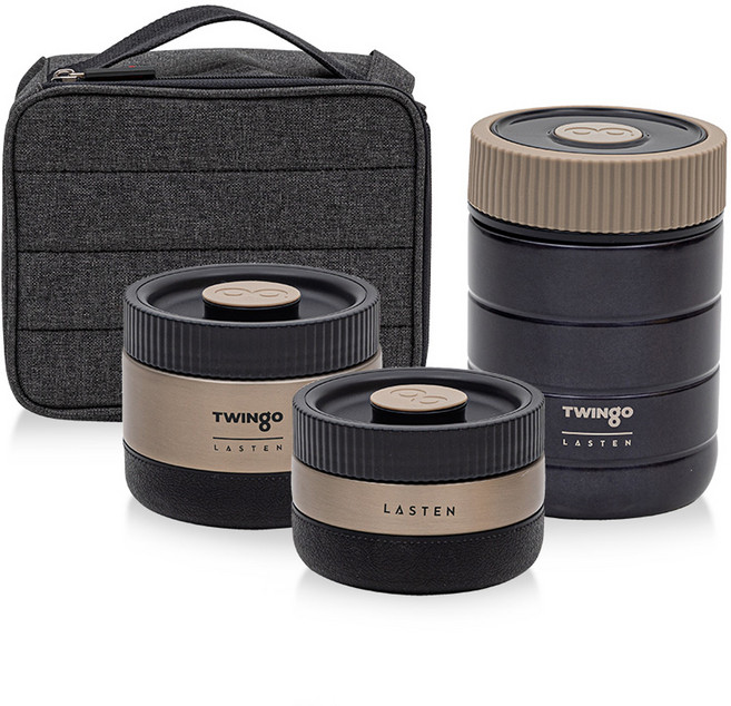 트윙고 라스텐 보온죽통 도시락 3종 세트 1180ml + 전용 젓가락 세트, 네이비, 1세트