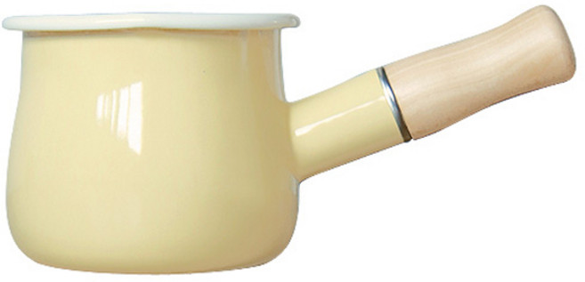 라임올리브 인덕션 법랑 우드핸들 밀크팬, 10.5cm, BUTTERYELLOW, 1개