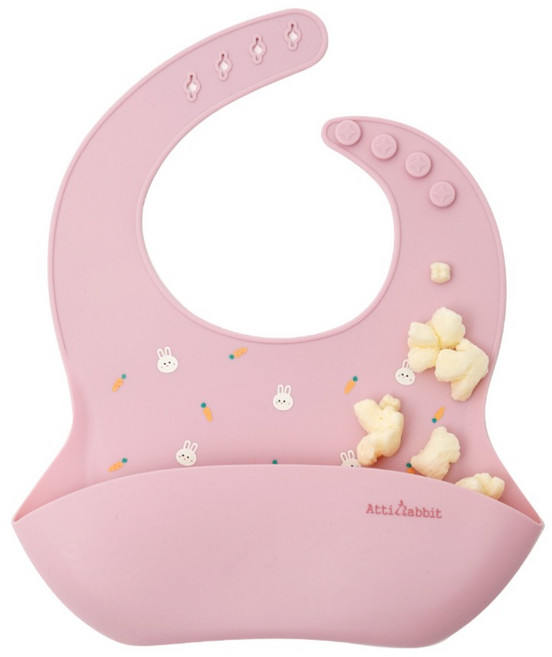 아띠래빗 유아용 길이조절 실리콘 턱받이, 아띠베리, 1개입, 1개