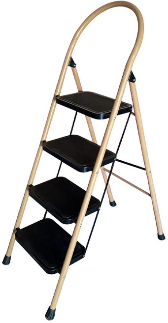 코끼리리빙 초콜릿 접이식 4단 사다리 베이지 KGD-0004, 1개