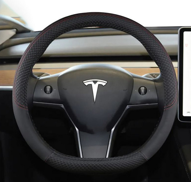 소울랜드 테슬라 모델3 모델Y 전용 자동차 핸들커버, 블랙
