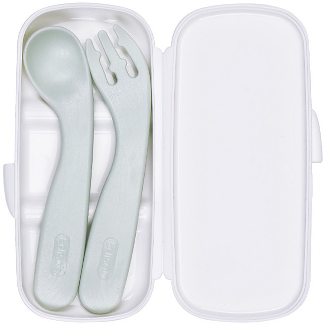 에디슨 스스로 스푼 포크 케이스 세트, 민트, 스푼 + 포크 + 케이스, 1세트