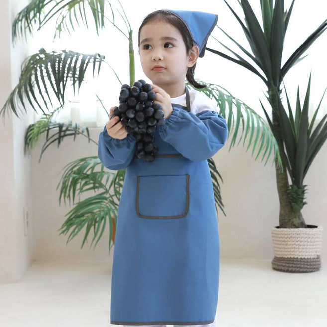 베베슈에뜨 아동용 사각 모던 미술 면 앞치마 두건 세트