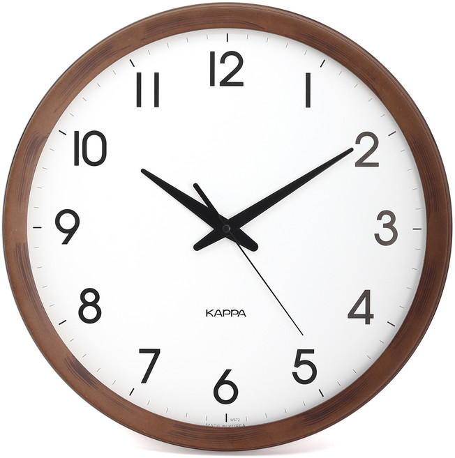 KAPPA 빈티지 우든 프레임 벽시계 대형, 브라운